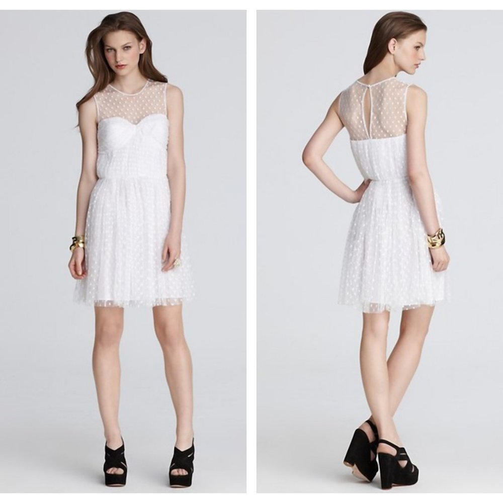 CYNTHIA STEFFE 'Bethany' White Swiss Dot Dress